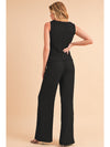 Black Crinkled U Neck Tank and Wide Leg Pants Set