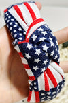 Navy Blue American Flag Print Knotted Hairband