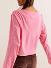 Round Neck Long Sleeve Cropped T-Shirt