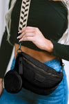 Bright White Floral Colorblock Strap Crossbody Bag with Coin Purse
