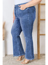 Blue Plus Size Exposed Seam High Waist Flare Jeans