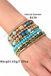 Gold Boho Crystal Beaded Multilayer Bracelet Set