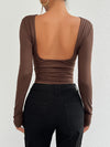 Devine Backless Round Neck Long Sleeve T-Shirt - Cocoa Yacht Club