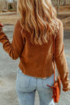 Brown Textured Crewneck Long Sleeve Top