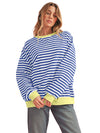 Green Stripe Contrast Edge Oversized Sweatshirt