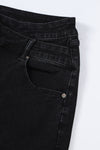 Sky Blue Mid Rise Asymmetrical Waist Wide Leg Jeans