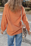 Orange Football Graphic Drop Shoulder Game Day Corded Sweatshirt