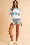 Light Blue Colorblock Drop Sleeve Top