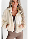 Jet Stream Zip Up Pocketed Hooded Sherpa Jacket