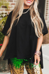 White Plain Side Slit Oversized Tee