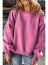 Bright Pink Sherpa Seamed Drop Shoulder Oversized Sweatshirt