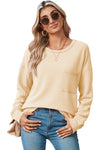 Clearly Aqua Pocketed Ribbed Long Sleeve Top