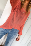 Smoke Gray Crochet Hollow-out Knit Sweater