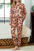 Apricot Pink Leopard Print Long Sleeve Top and Drawstring Pants Set