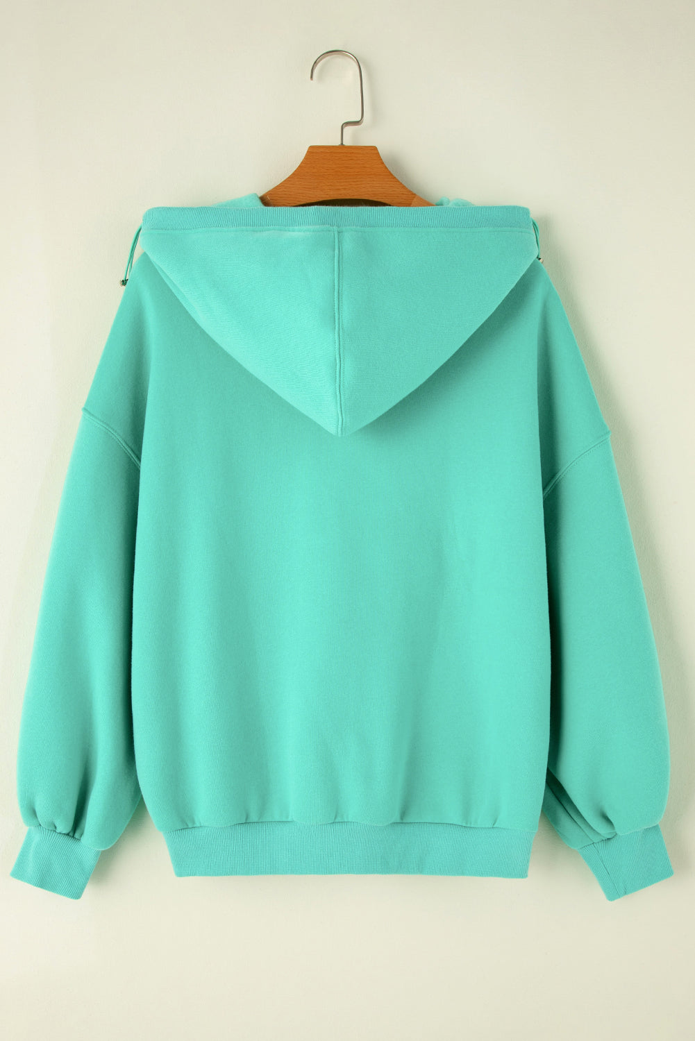 Mint Green Pocket Loose Half Zip Hoodie