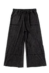 Black Plus Mineral Wash Exposed Seam Wide Leg Cropped Pants