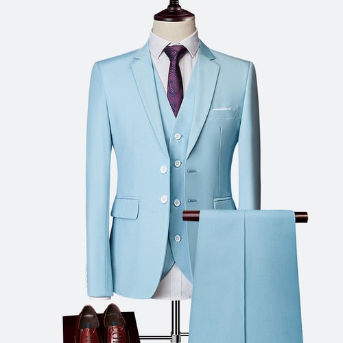 Cocoa Yacht Club Green Slim Fit Suits 3Pcs Set (Jacket + Pants + Vest)