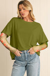 Black Floral Mesh Sleeve Fake Two-Piece Top