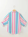 Contrast Stripes Collared Neck Button Up Shirt