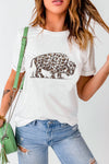 White Leopard Western Buffalo On Plains Graphic Tee