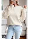 Beige Twist Sleeve Patchwork Plain Sweater