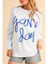 Dark Blue Tinsel Game Day Drop Shoulder Sweatshirt