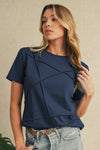 Medium Grey Solid Color Round Neck T Shirt