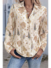 Apricot Casual Loose Shell Polka Dots Shirt