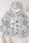 Gray Camouflage Maple Leaf Print Kangaroo Pocket Oversized Hoodie