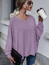 Full Size Double Tie Drop Shoulder Long Sleeve T-Shirt