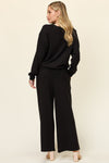 Double Take Full Size Texture Long Sleeve Top and Pants Set - Cocoa Yacht Club