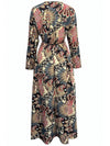 Black Floral Print V Neck Wrap High Waist Maxi Dress