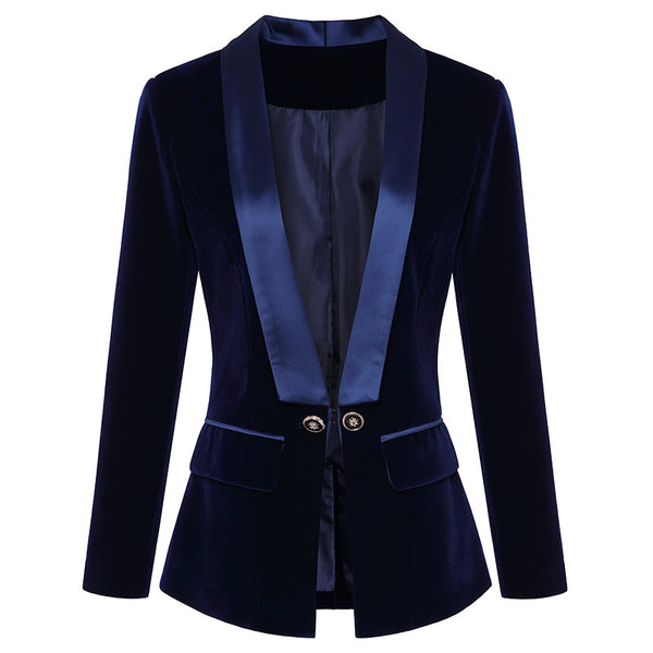 Satin Green Fruit Velvet Blazer