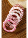 Pink 6Pcs Cute Gradient Starry Dotty Phone Cord Scrunchie Set