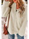 Beige Fleece Zip Up Drawstring Hooded Pocketed Jacket