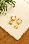 Gold Smile Face Alloy Dangle Earrings