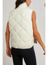 Beige Quilted High Neck Button Up Pocket Vest Coat