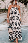 Black Plus Size Geometric Print Spaghetti Strap Vacation Sundress