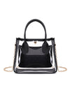 Black PVC PU Leather Chain Strap Clear Shoulder Bag