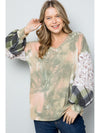 Celeste Full Size Tie-Dye V-Neck Printed Sleeve Blouse