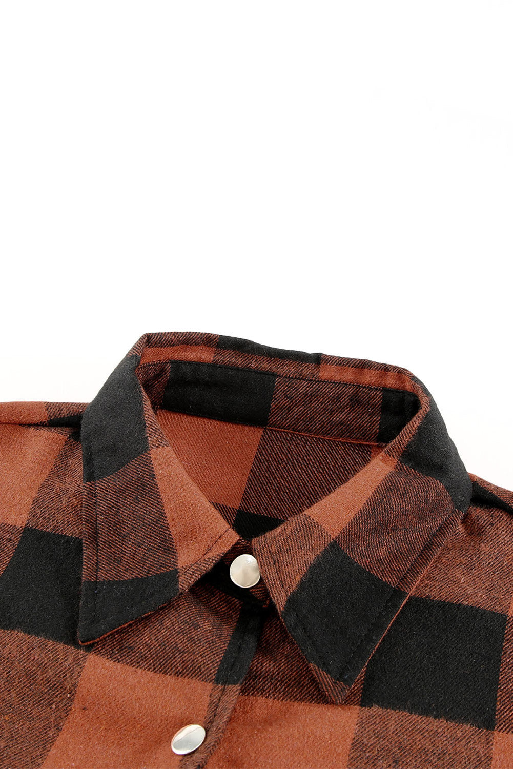 Brown & Black Plaid Collared Botton Down Long Shirt Shacket