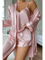 Light Pink Satin Camisole Shorts Robe Pajama Set