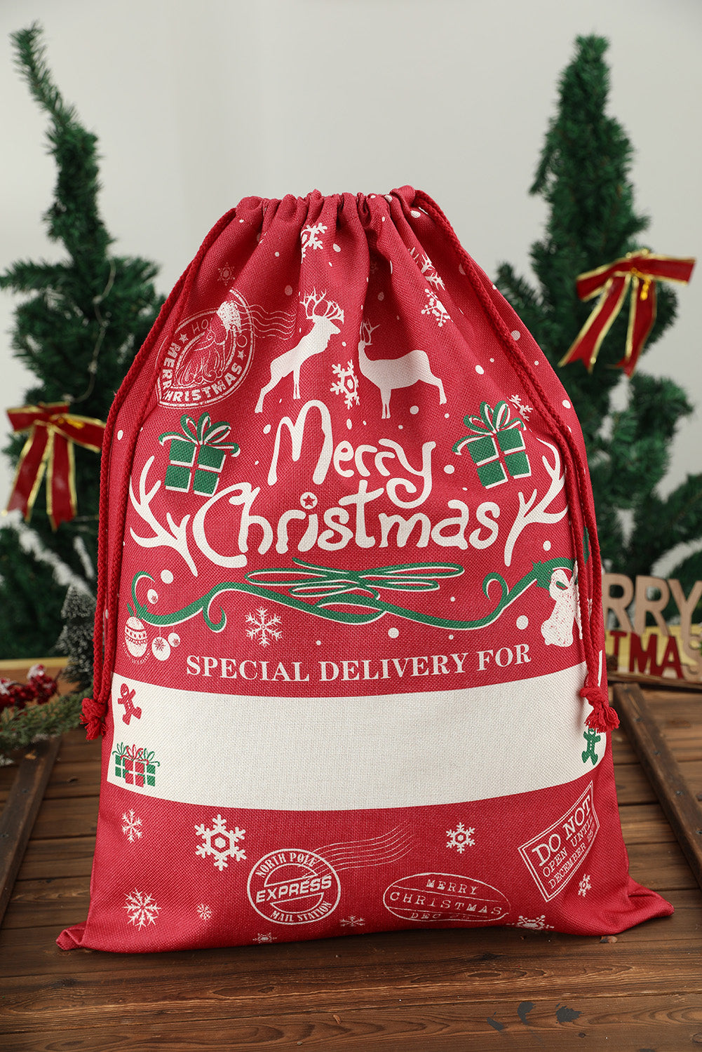 Red Christmas Drawstring Large Gift Bag 50*70cm