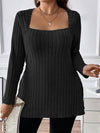 Plus Size Square Neck Long Sleeve Top