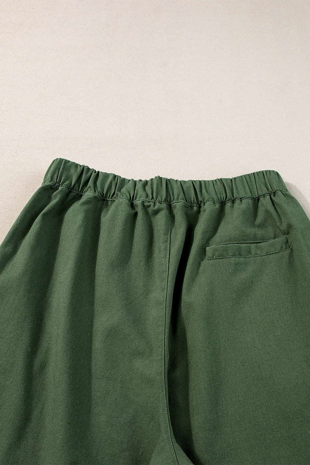 Fern Green Elastic Waist Plain Wide Leg Pants