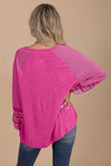 Brown Contrast Print Striped Raglan Long Sleeve Loose Top