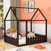 Cocoa Yacht Club Full Size Wood Bed House Bed Frame with Fence (Espresso )