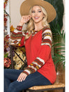 Celeste Full Size Geometric Round Neck Long Sleeve Top