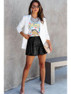 Black Sequin Straight Leg High Waist Casual Shorts