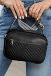 Black Quilted Faux Leather Crossbody Bag